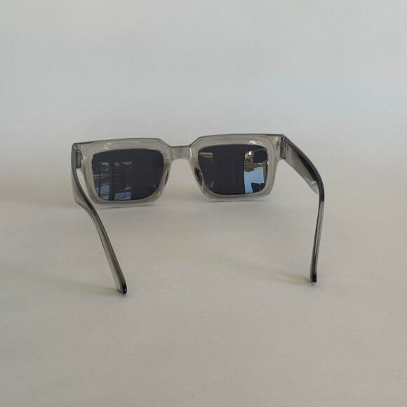 Y2K Grey Square Sunglasses Black Lens Unisex Streetwear UVA UVB - Picture 6 of 8